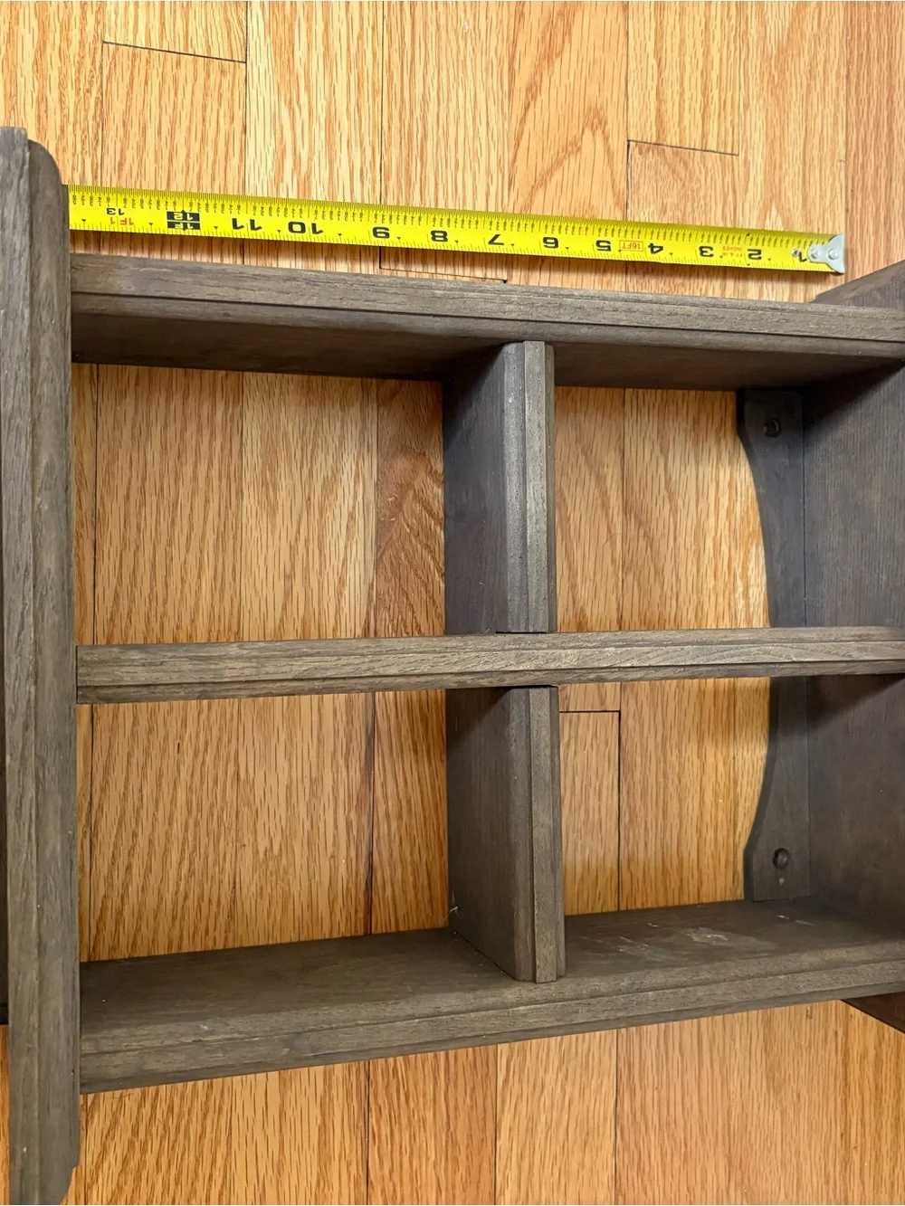 Rustic Brown Wall Shelf with Window-Style Design